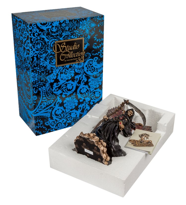 Статуэтка в стиле Стимпанк Ангел смерти с косой Veronese WS-378, упаковочный вид