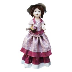 Фарфоровая статуэтка Кукла держащая кашпо с цветами