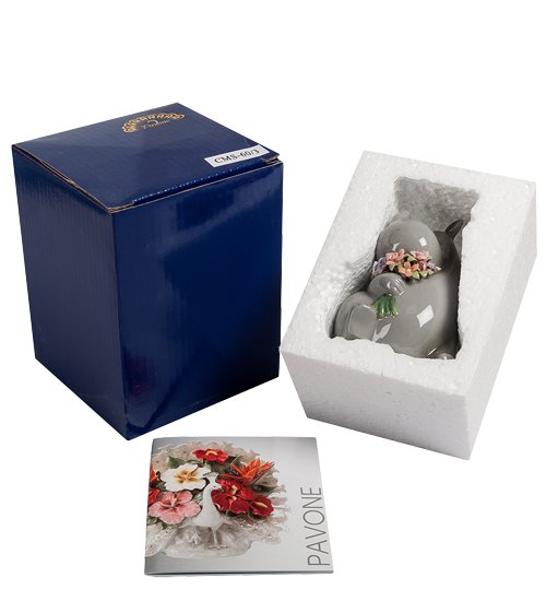 Статуэтка из керамики Носорог с букетом Pavone CMS-60/ 3, упаковочный вид