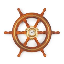Штурвал корабельный с часами диаметр 45 см