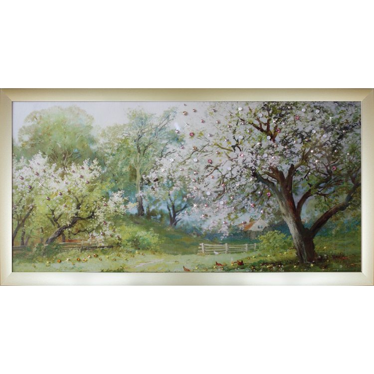 Картина Весенний сад c кристаллами Swarovski