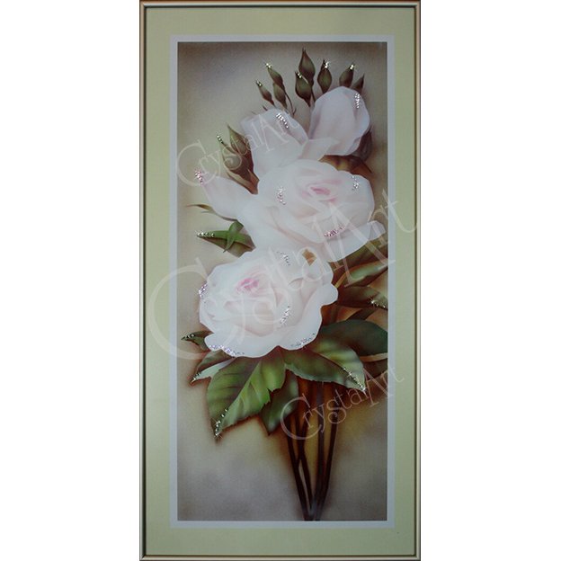 Картина Белая Роза c кристаллами Swarovski