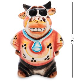 Статуэтка Модный Бык символ 2021 года Цветная гжель