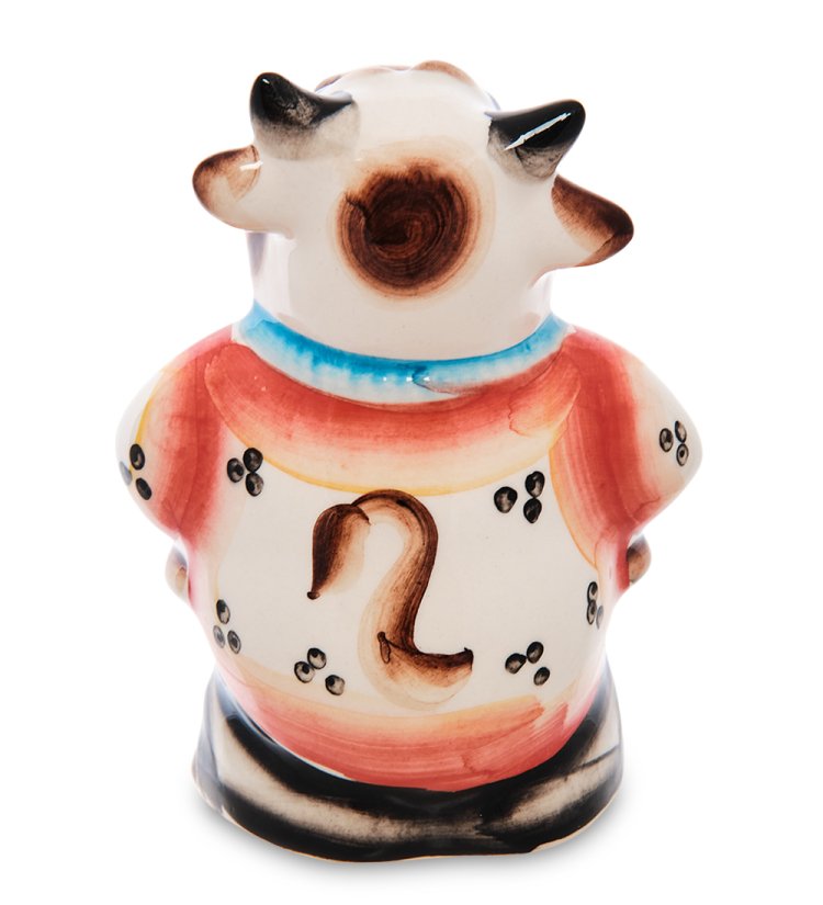 Статуэтка Модный Бык символ 2021 года Цветная гжель ГЛ-659, фотография со спины