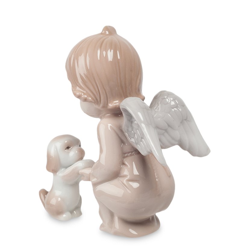 Статуэтка из фарфора Ангелочек с собачкой Pavone JP-05/ 10, фотография сбоку