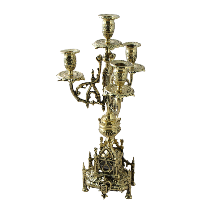 Канделябр на 4 свечи Кафедрал, золотой Bello De Bronze BP-14032-D