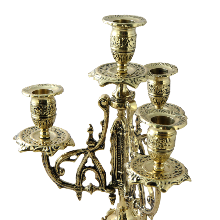 Канделябр на 4 свечи Кафедрал, золотой Bello De Bronze BP-14032-D, фотография рожков