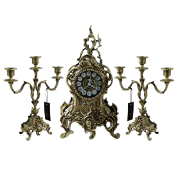 Часы каминные с канделябрами Дон Луиш, цвет антик