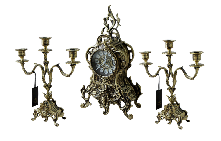 Часы каминные с канделябрами Дон Луиш, цвет антик Bello De Bronze BP-25050-A, фотография 3