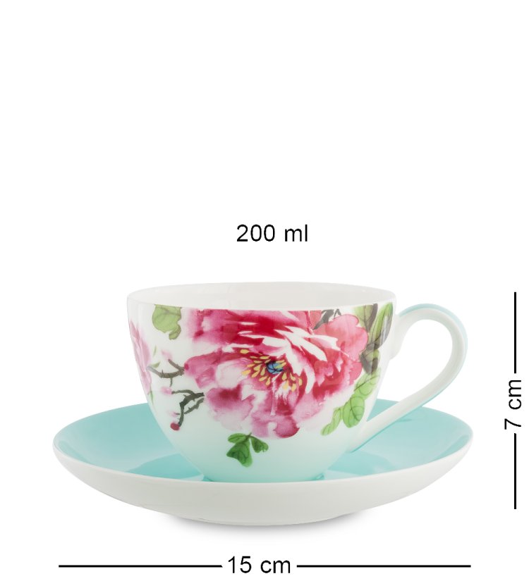 Чайный набор на 2 персоны из фарфора Тоскана Pavone JK-183, фотография чайной пары