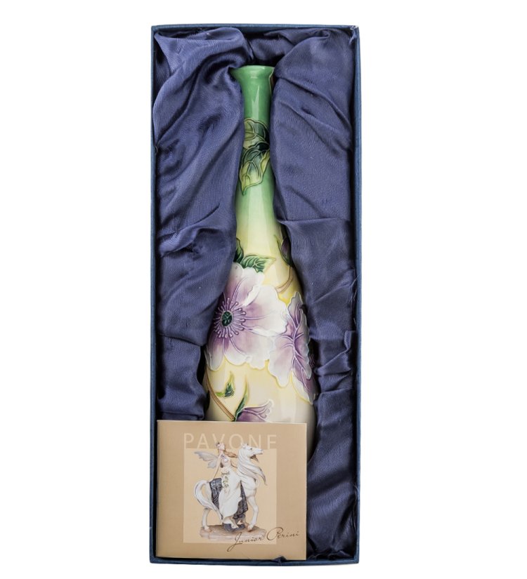 Узкая ваза из фарфора для цветов Камелия Pavone JP-98/17, фотография в упаковке