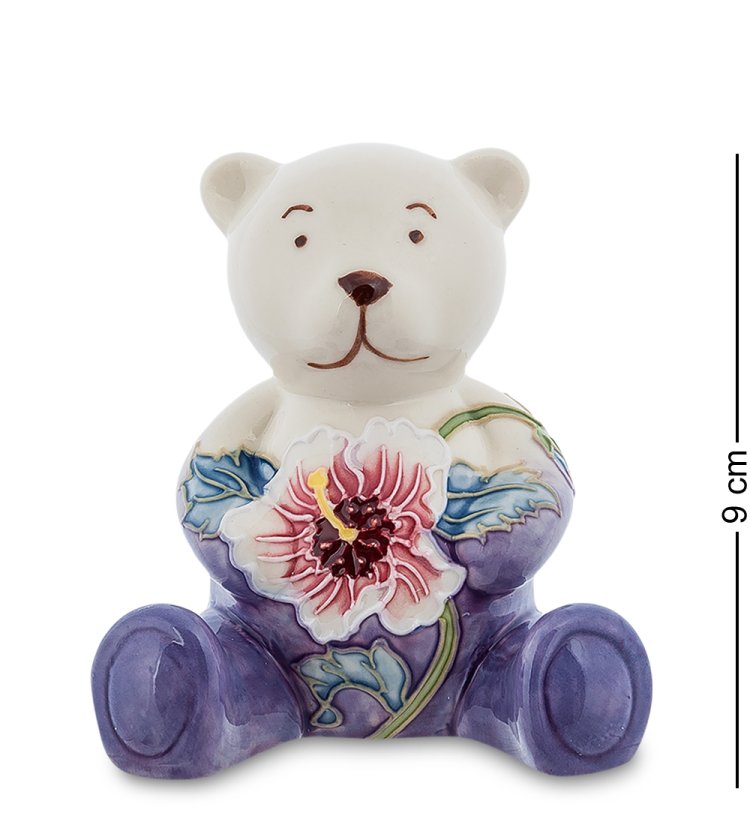 Фигурка из фарфора синий Медвежонок с цветами Pavone JP-98/48