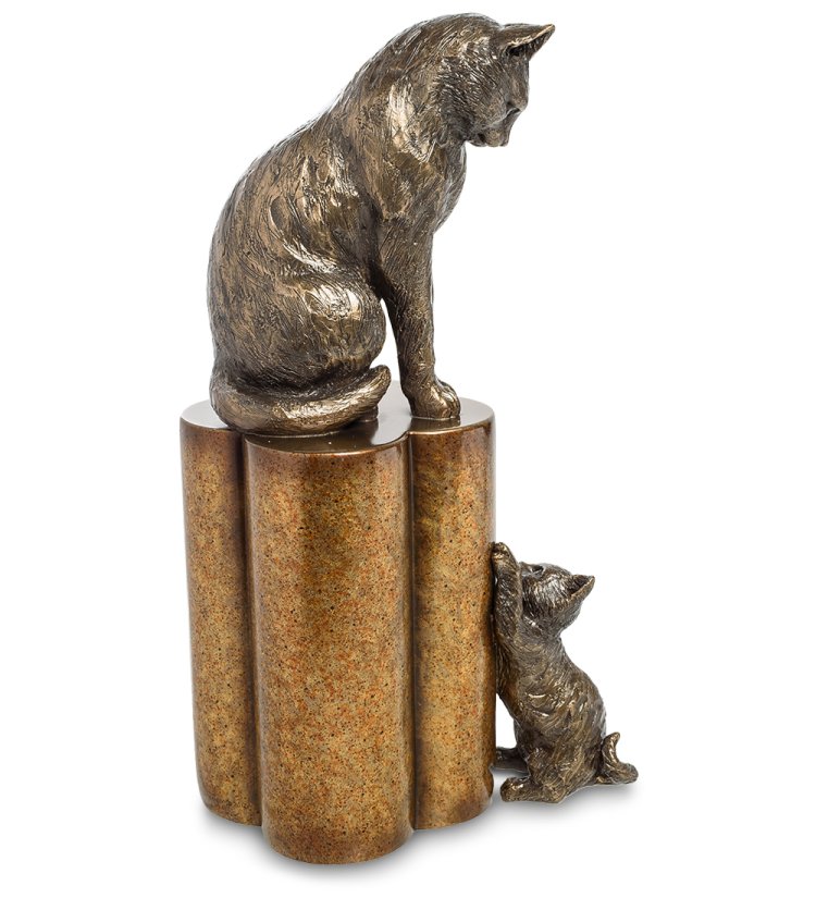 Статуэтка Кошка с котенком - воспитание Veronese WS-883, оборотная сторона