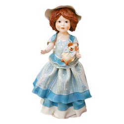 Фарфоровая Статуэтка кукла стоящая и держащая медвежонка