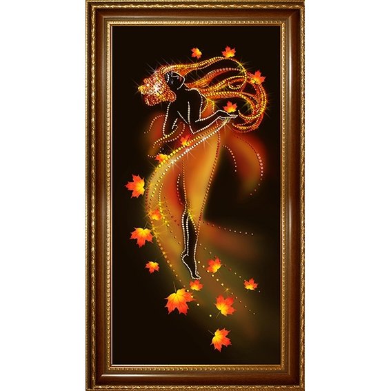 Картина Осенний вальс c кристаллами Swarovski в багете