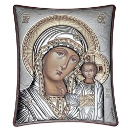 Серебряная Икона Казанская, Размер 20x25 см