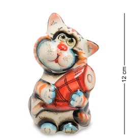 Фигурка Кот обжора Цветная гжель