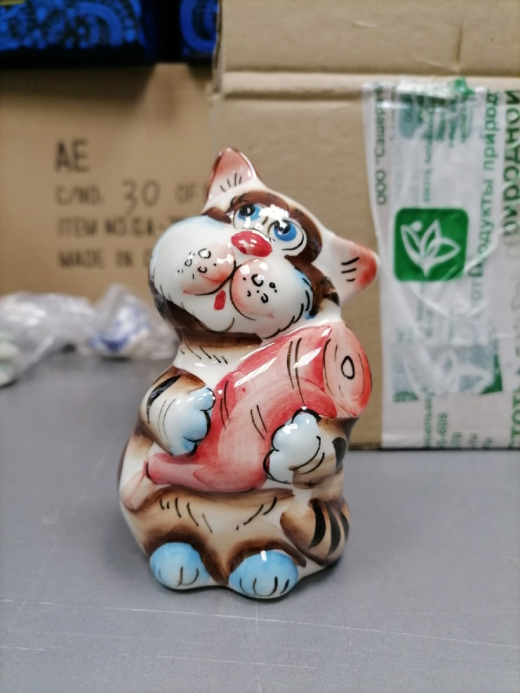 Фигурка Кот обжора Цветная гжель ГЛ-458, фото со склада