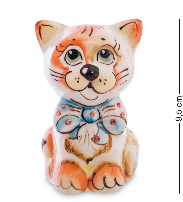 Фигурка Котик с бантом Цветная гжель ГЛ-569