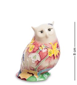 Статуэтка из фарфора Бело-розовая Совушка в цветах