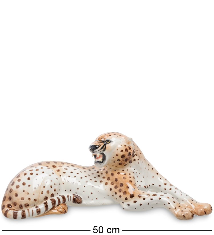 Статуэтка из керамики Бежевый Леопард Ahura, фотография сбоку