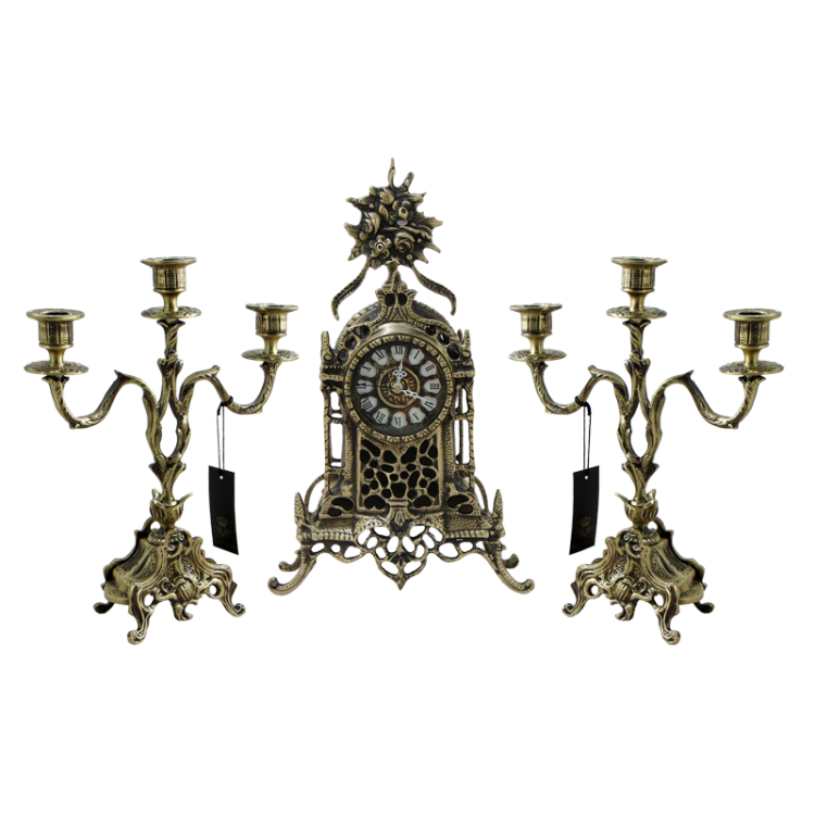 Часы каминные с канделябрами Осень, цвет антик Bello De Bronze BP-15050-A