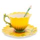 Чайная пара из фарфора с ложечкой Подсолнух Pavone FM-01/23