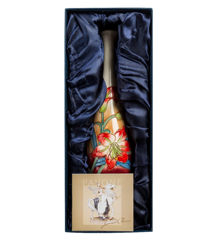 Узкая ваза для цветов из фарфора Лилия Pavone JP-98/19, фотография в упаковке