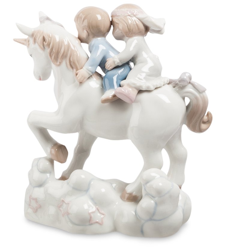 Музыкальная статуэтка Жених и невеста на единороге Pavone JP-45/19, фотография со спины