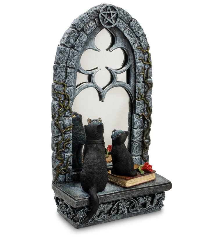 Статуэтка Кошка с котенком у зеркала Veronese WS-885, вид профиль