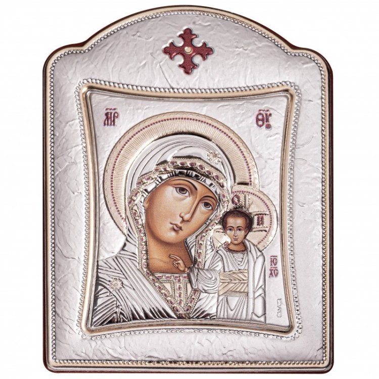 Икона Казанская в серебряной рамке, Размер 7x10 см Slevory 144TBR1FWNSmo1A