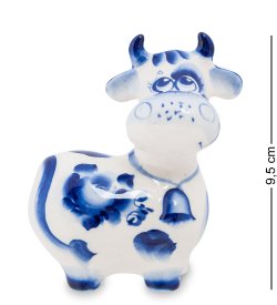 Статуэтка Большая Корова символ 2021 года - Голубая гжель