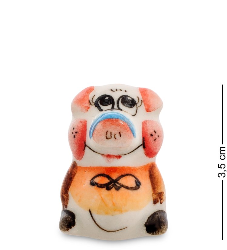 Статуэтка маленький Поросенок Цветная гжель ГЛ-497 