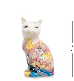 Статуэтка из фарфора Милая кошечка с цветами