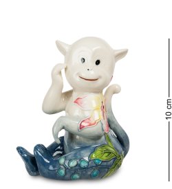 Статуэтка из фарфора Обезьянка, роспись лотос
