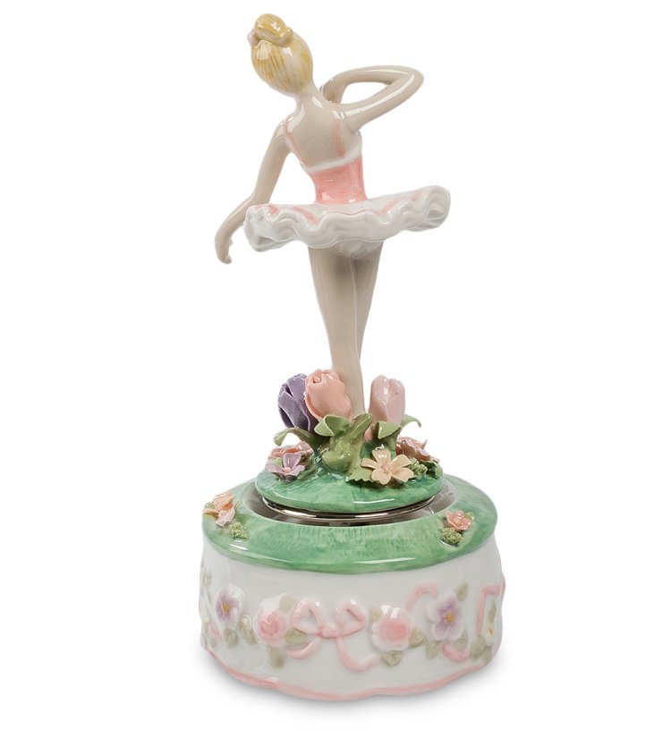 Музыкальная Статуэтка из фарфора Маленькая Балерина Pavone CMS-19/20, фотография со спины