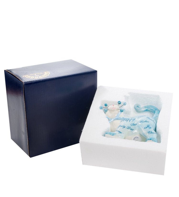 Статуэтка из керамики Кот с поздравлениями Pavone CMS-31/44, фотография в упаковке