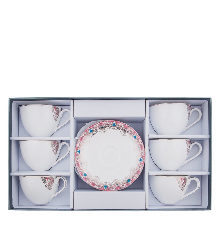 Чайный набор на 6 персон из фарфора Каприз Примадонны JK- 02, фотография в коробке