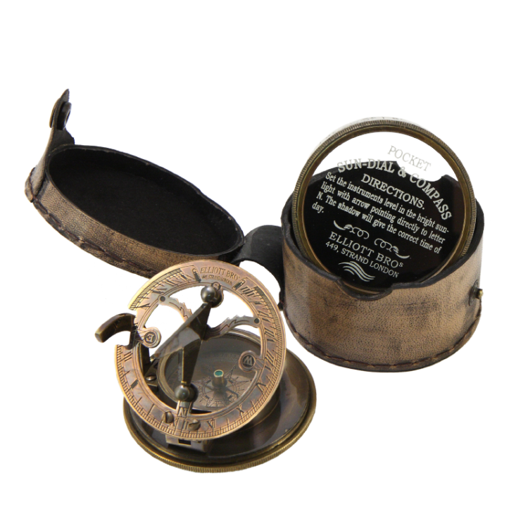 Морской компас в кожаном футляре Nautical NA-16008, вид со стороны в разборе