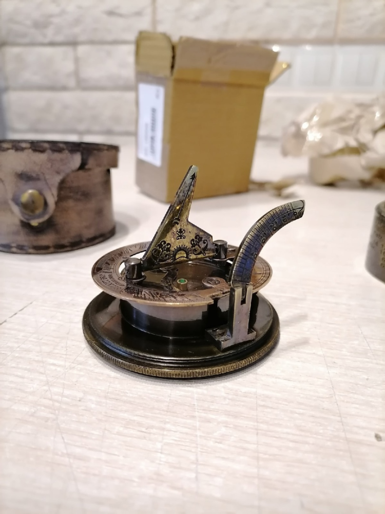 Морской компас в кожаном футляре Nautical NA-16008, фото со склада профиль