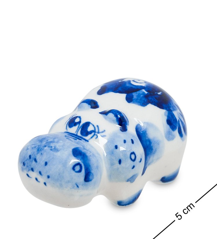 Маленькая Фигурка Бегемот Голубая гжель ГЛ-121