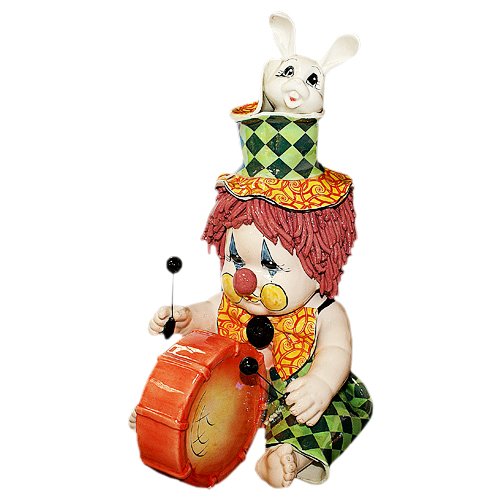 Статуэтка из фарфора Клоун - барабанщик с кроликом