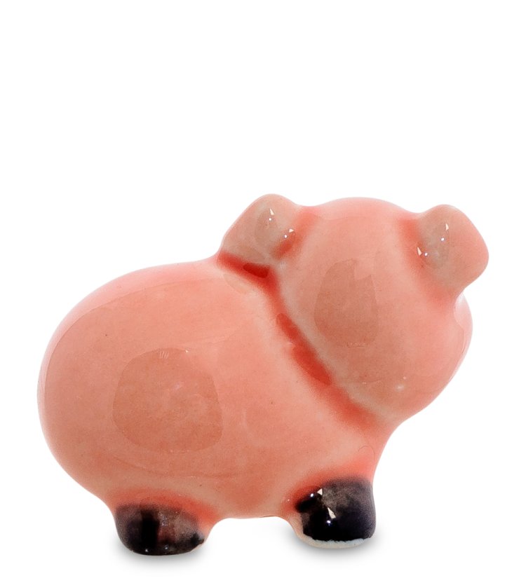 Статуэтка розовый Поросенок Цветная гжель ГЛ-469, фотография со спины