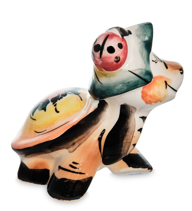 Фигурка Черепашка Цветная гжель ГЛ- 16, фотография сбоку