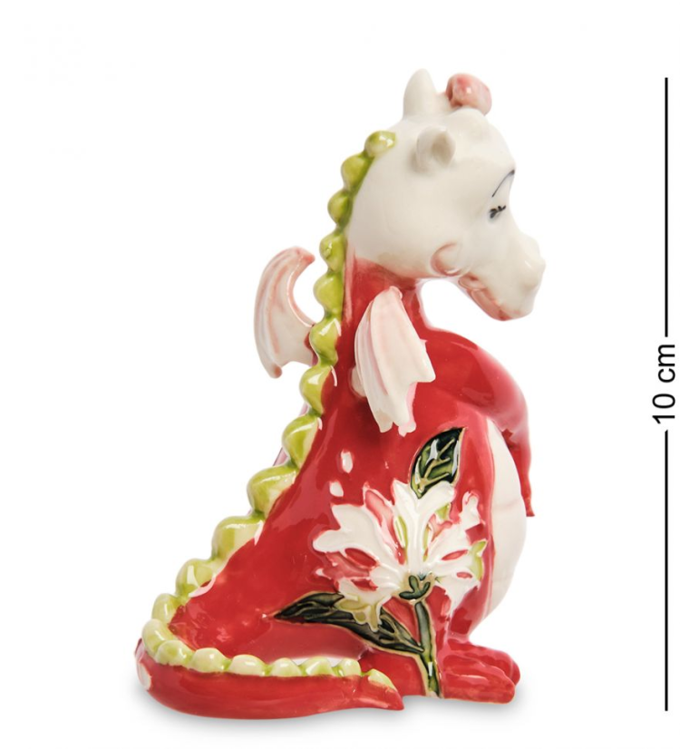 Статуэтка из фарфора Стеснительный красный дракон Pavone JP-41/14, вид профиль