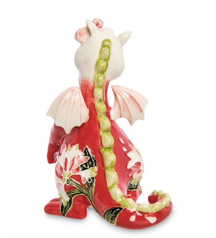Статуэтка из фарфора Стеснительный красный дракон Pavone JP-41/14, оборотная сторона