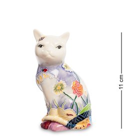 Статуэтка из фарфора Симпатичная кошечка с цветами