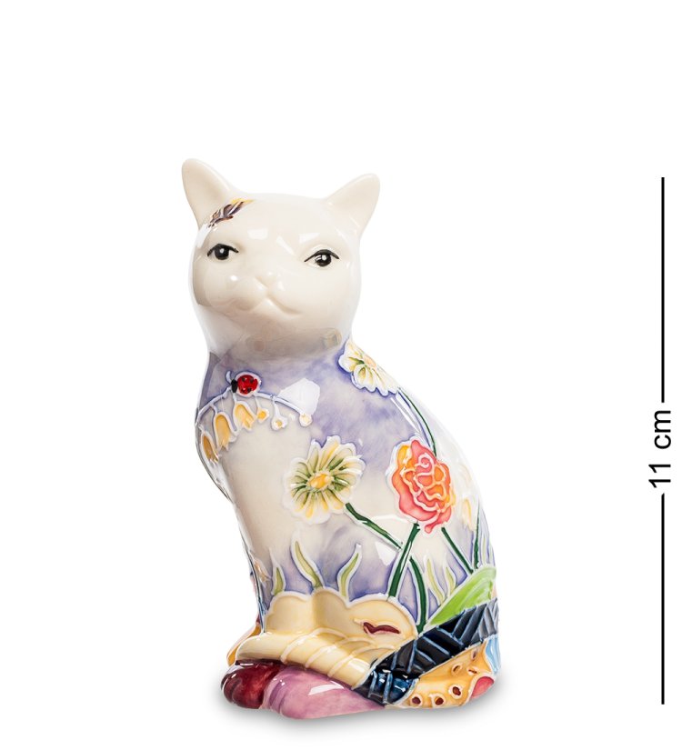 Статуэтка из фарфора Симпатичная кошечка с цветами Pavone JP-11/ 57