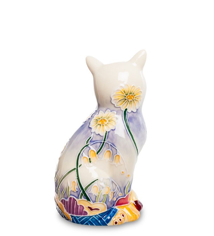 Статуэтка из фарфора Симпатичная кошечка с цветами Pavone JP-11/ 57, фотография со спины