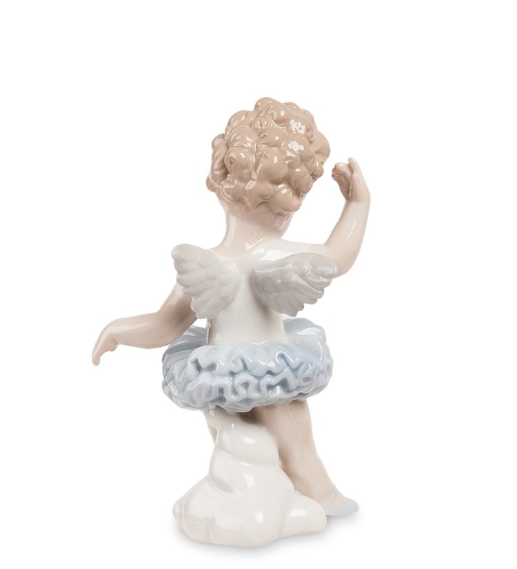 Статуэтка из фарфора Балерина ангелочек в голубом платье Pavone JP-27/ 10, фотография со спины